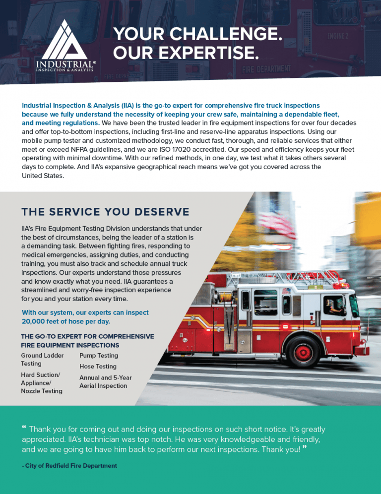 IIA Fire Equipment Services Industrial Inspection & Analysis (IIA)