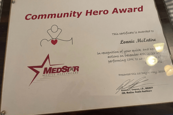 Employee Recognized for Saving Life