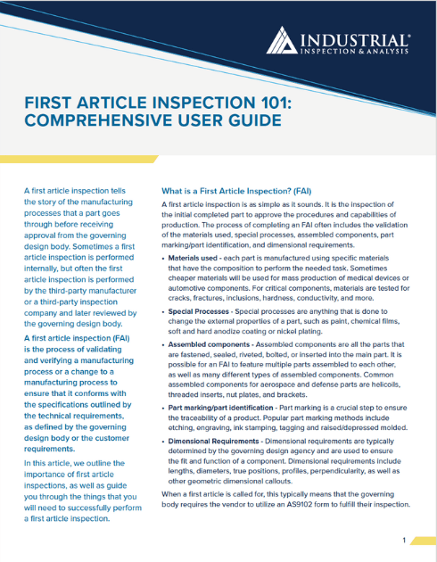 FIRST ARTICLE INSPECTION 101: COMPREHENSIVE USER GUIDE