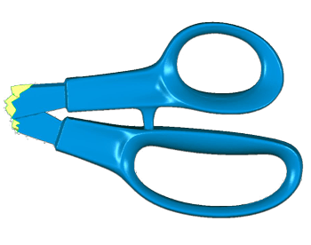 polygonal mesh preview of an organic scissors handle
