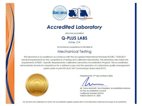 IIA (Q-PLUS Labs) Renews ISO 17025 Accreditation with A2LA through March 2025